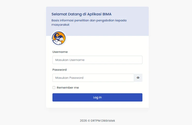 cara login akun bima